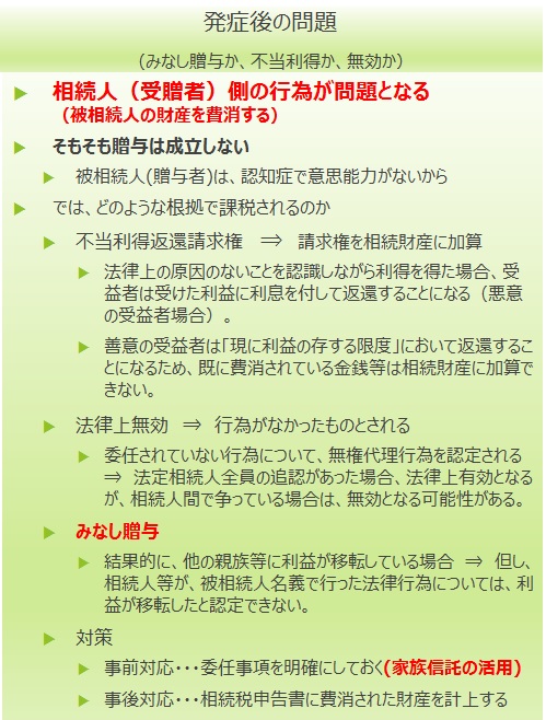 認知症発症後の課税問題
